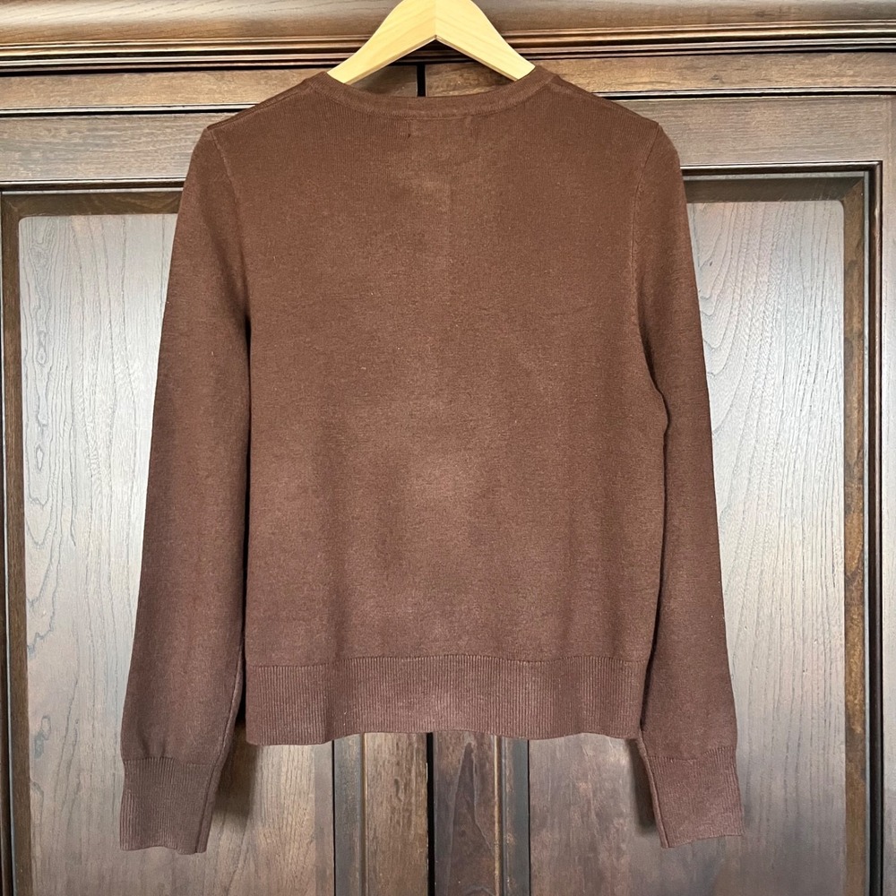 TRENDY QUEEN Cardigan Sweater Womens S - Brown Buttons Closet Staple Work NWT - Picture 4 of 5